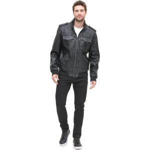 imageLevis Mens Faux Leather Aviator Bomber Jacket Regular ampamp Big ampamp Tall SizesBlack