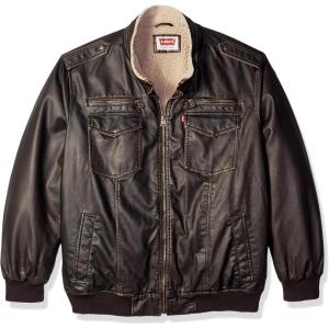 imageLevis Mens Faux Leather Aviator Bomber Jacket Regular ampamp Big ampamp Tall SizesDark Brown