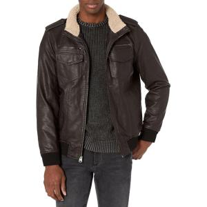 imageLevis Mens Faux Leather Aviator Bomber Jacket Regular ampamp Big ampamp Tall SizesLegacy Dark Brown