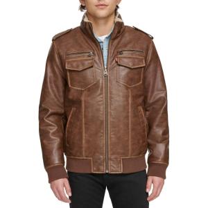 imageLevis Mens Faux Leather Aviator Bomber Jacket Regular ampamp Big ampamp Tall SizesSaddleSherpa Lined