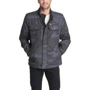 imageLevis Mens Washed Cotton Military Jacket Regular ampamp Big ampamp Tall SizesBlue Camo Filled