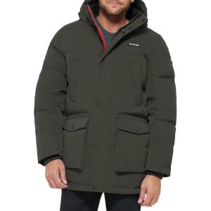 imageTommy Hilfiger Mens Arctic Cloth Heavyweight Performance Parka Down Alternative Outerwear CoatOlive Tech