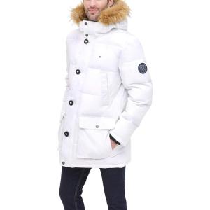 imageTommy Hilfiger Mens Arctic Cloth Heavyweight Performance Parka Down Alternative Outerwear CoatWhite