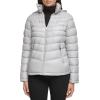 imageKenneth Cole Womens Full Zip Hooded Packable JacketHooded Packable Silver