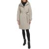 imageKenneth Cole Womens Belted Sleeker Midweight Coat with Attached HoodStone