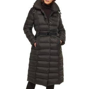 imageKenneth Cole Womens Long Puffer JacketQuilted Buckle Black