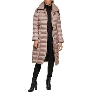 imageKenneth Cole Womens Long Puffer JacketQuilted Buckle Champagne