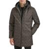 imageKenneth Cole Mens Water Resistant Printed Wool Midweight Hooded Stadium Coat WQuilted BibGrey Plaid