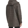 imageKenneth Cole Mens Water Resistant Printed Wool Midweight Hooded Stadium Coat WQuilted BibGrey Plaid