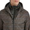 imageKenneth Cole Mens Water Resistant Printed Wool Midweight Hooded Stadium Coat WQuilted BibGrey Plaid