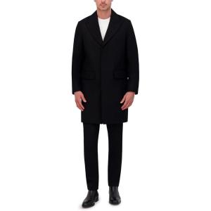 imageKenneth Cole Mens Peak Lapel Wool TopcoatBlack