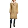 imageAndrew Marc Womens Maxine Long Quilted Puffer CoatFaux Sherpa Collar Khaki