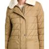 imageAndrew Marc Womens Maxine Long Quilted Puffer CoatFaux Sherpa Collar Khaki