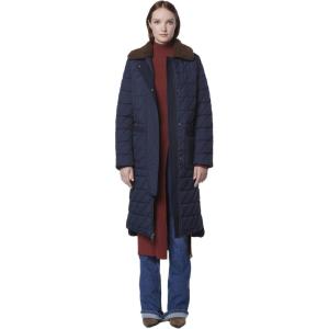 imageAndrew Marc Womens Maxine Long Quilted Puffer CoatFaux Sherpa Collar Ink