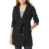 imageCalvin Klein Womens Double Breasted Belted Rain Jacket With Removable HoodDouble Breasted Black