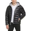 imageGUESS Mens Long Sleeve Midweight Hooded PufferBlack Silver