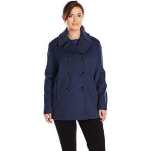 imageCalvin Klein Womens Double Breasted Peacoat Petite Standard PlusPeacoat Indigo