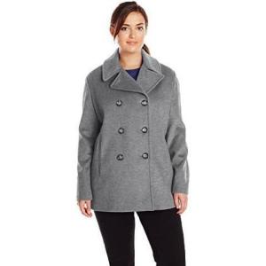 imageCalvin Klein Womens Double Breasted Peacoat Petite Standard PlusPeacoat Tin