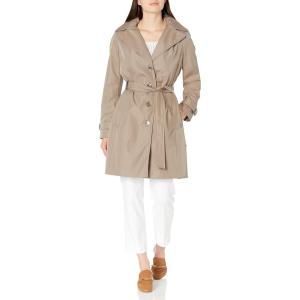 imageCalvin Klein Womens Single Breasted Belted Rain Jacket with Removable HoodSingle Breasted Owl