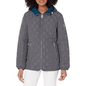 imageGUESS Womens Quilt Short LightWeight JacketQuilted Nickel