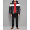 imageTommy Hilfiger Mens Hooded Puffer Jacket Standard and Big ampamp TallBlackWhite Mixed Media Stripe