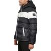 imageTommy Hilfiger Mens Hooded Puffer Jacket Standard and Big ampamp TallBlackWhite Mixed Media Stripe