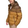 imageTommy Hilfiger Mens Hooded Puffer Jacket Standard and Big ampamp TallBrown Color Block