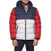 imageTommy Hilfiger Mens Hooded Puffer Jacket Standard and Big ampamp TallNavyRedIce