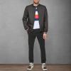 imageTommy Hilfiger Mens Lightweight Varsity Rib Knit Bomber JacketBlack Poly