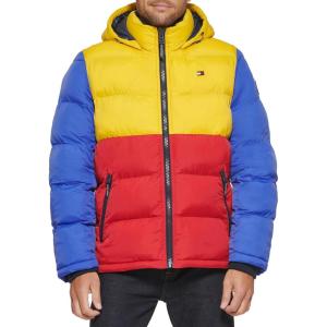 imageTommy Hilfiger Mens Hooded Puffer Jacket Standard and Big ampamp TallBright Colorblock