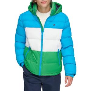 imageTommy Hilfiger Mens Hooded Puffer Jacket Standard and Big ampamp TallGreenBlue