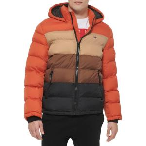 imageTommy Hilfiger Mens Hooded Puffer Jacket Standard and Big ampamp TallHarvest Colorblock