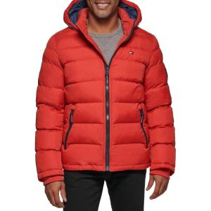 imageTommy Hilfiger Mens Hooded Puffer Jacket Standard and Big ampamp TallOrange Burst