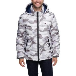 imageTommy Hilfiger Mens Hooded Puffer Jacket Standard and Big ampamp TallWhite Camo