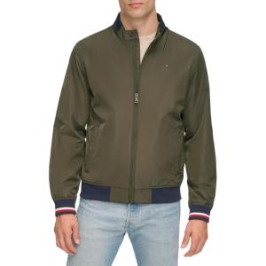 imageTommy Hilfiger Mens Lightweight Varsity Rib Knit Bomber JacketArmy Green