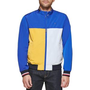 imageTommy Hilfiger Mens Lightweight Varsity Rib Knit Bomber JacketBlue Color Block