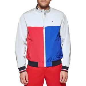 imageTommy Hilfiger Mens Lightweight Varsity Rib Knit Bomber JacketIce Combo