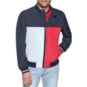 imageTommy Hilfiger Mens Lightweight Varsity Rib Knit Bomber JacketMidnightIceRed