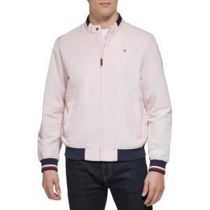 imageTommy Hilfiger Mens Lightweight Varsity Rib Knit Bomber JacketPastel Pink