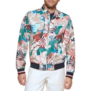 imageTommy Hilfiger Mens Lightweight Varsity Rib Knit Bomber JacketTropical Print