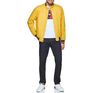 imageTommy Hilfiger Mens Lightweight Varsity Rib Knit Bomber JacketYellow Poly