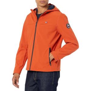 imageTommy Hilfiger Mens Soft Shell Water Resistant Hooded JacketBurnt Orange