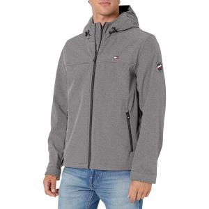 imageTommy Hilfiger Mens Soft Shell Water Resistant Hooded JacketHeather Grey