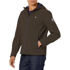 imageTommy Hilfiger Mens Soft Shell Water Resistant Hooded JacketOlive
