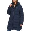 imageTommy Hilfiger Womens Solid Long Puffer Untrimmed Hood Long JacketNavy