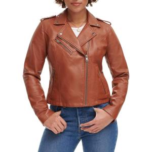 imageLevis Womens The Classic Faux Leather Moto Jacket Regular ampamp Plus SizeChocolate Brown