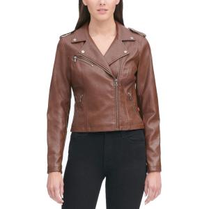 imageLevis Womens The Classic Faux Leather Moto Jacket Regular ampamp Plus SizeCognac Beige