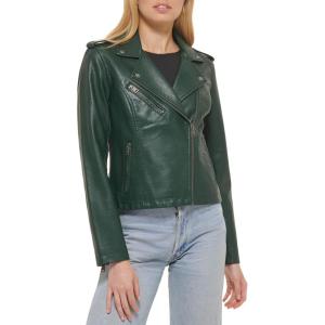 imageLevis Womens The Classic Faux Leather Moto Jacket Regular ampamp Plus SizeLight Pine