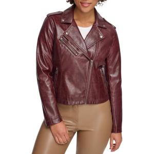 imageLevis Womens The Classic Faux Leather Moto Jacket Regular ampamp Plus SizeOxblood Gloss Pu