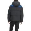 imageLevis Mens Performance Hooded Puffer Trucker Jacket Regular ampamp Big ampamp Tall SizesBlue Buffalo PlaidBlack